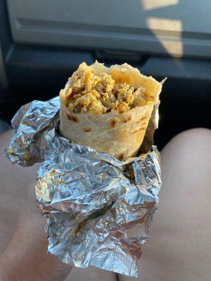 Chorizo, potato and egg burrito