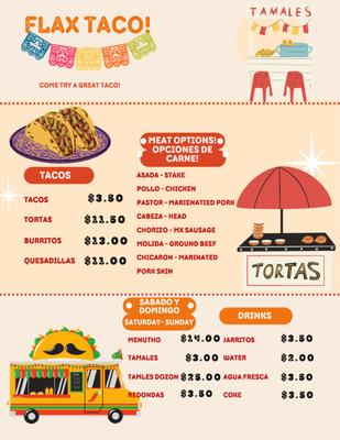 Our Great Menu!
Nuestro Menu!