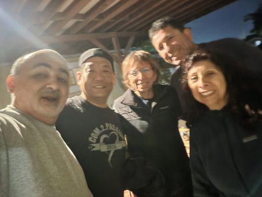 Smiles of good cheer.