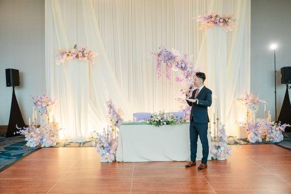 Reception decor and MC Otis