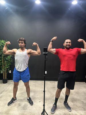 Another trainer and myself trying out the new posing room