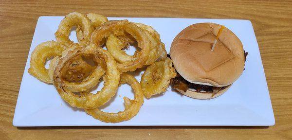 Special that day BBQ Pulled Pork with onion rings