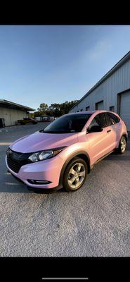 Supper gloss pearlescent pink wrap on this Honda hrv