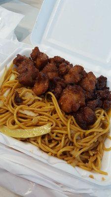 Hawaiian Chicken n Sauce Over the Noodles #SuperFantasticoY'all