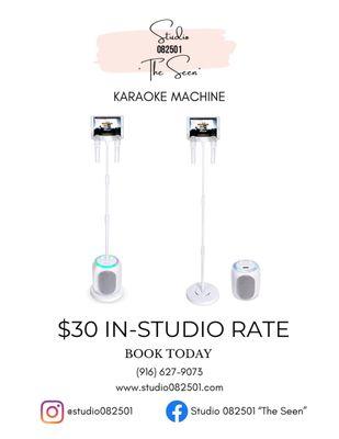 In studio Karaoke machine (available at an additional cost)