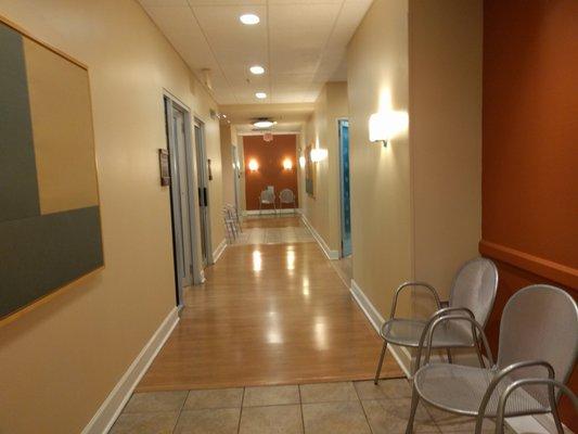 From lobby, take hallway on right and make first right. Located in suites 106-108.