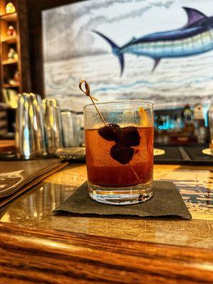 Dark chocolate rum old fashioned