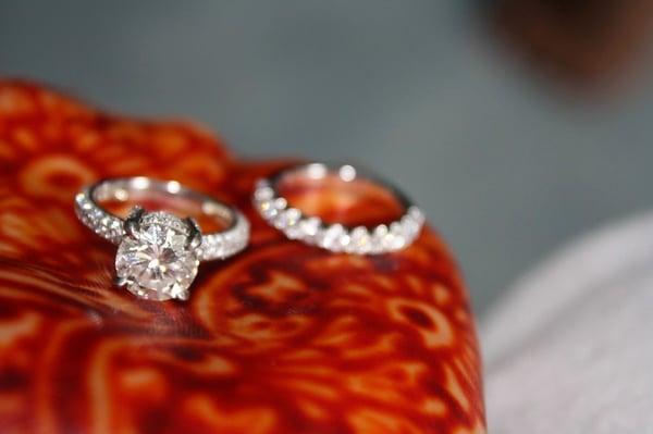 My engagement ring and wedding band (on my Mendhi hands, the day of my wedding)