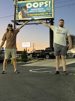 Our newest technician and billboards !