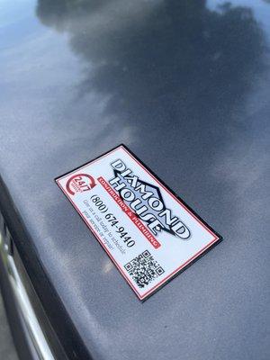 Gave me a magnet😁 Thanks for fixing our septic!