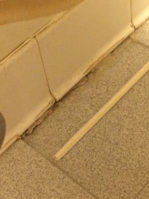 Nasty bathroom floor and trash left behind