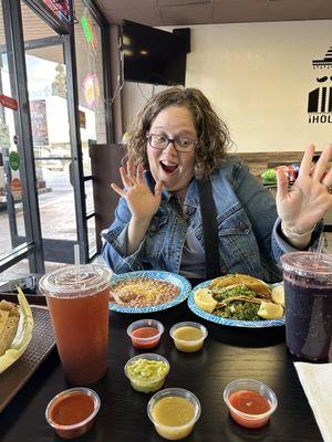 Carne Asada Taco Jamaica Guacamole Beans, salsas