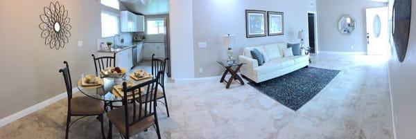 Just staged this beautiful ranch style home in Poway! Staging helps buyers figure out the space in this open floor plan!