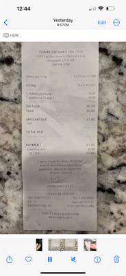 Charge over horrendous work.