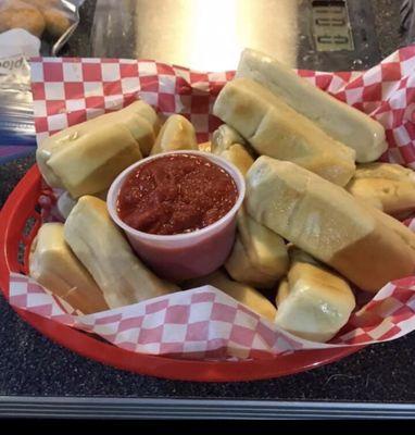 Best bread sticks ever!! Don't forget to try the cinnamon sugar ones dipped in frosting!!!
