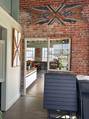 Side seating indoors