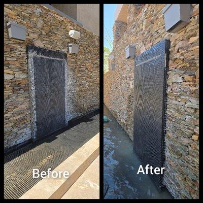 Calcium removal from waterfall