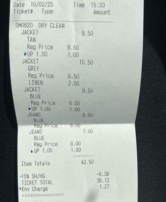 Example of what I am talking about with the up charges.