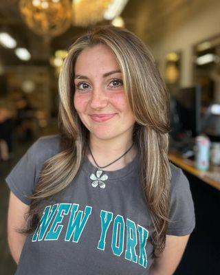 Ashy brown with vanilla ribbons By our artist Riley!