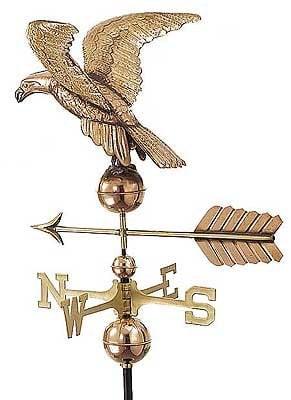 Copper weathervanes in stock with brass directionals to enhance your roof. We also have a complete stock of finials & cupolas.