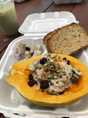 Quinoa and kale salad with lemon mustard sauce.