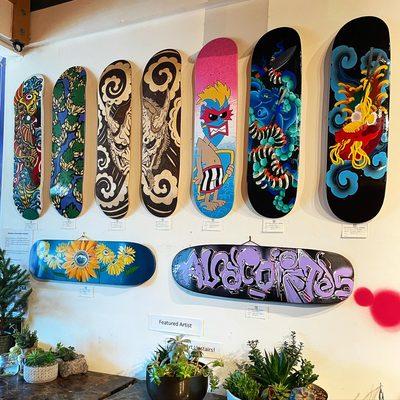 Skate deck art show. Portion of proceeds go to anacortes skate park fundraiser