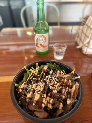 Lychee Soju and Beef Bulgogi. Delicious!