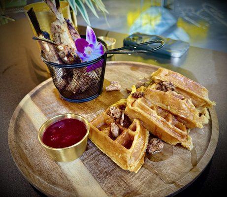 Lamb Chops with Sweet Potato Waffles