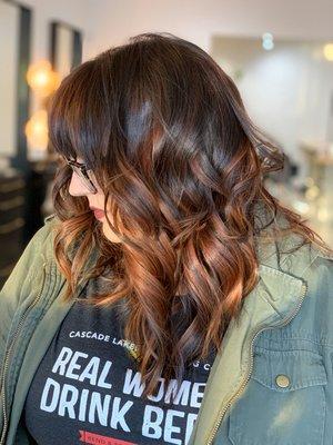 Copper red balayage