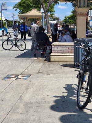 Pot smokers loitering everyday . Same faces 365 days. No action from pomona police that have a transit station in the same location.