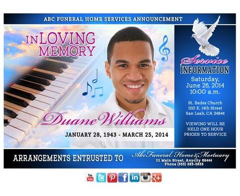 Color funeral announcements