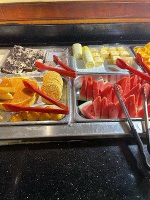 Cold Buffet fruit and desserts.
