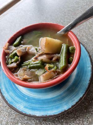 Homemade soup ham and green beans