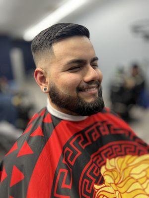 Mid Fade/Comb Over & Beard Line Up
