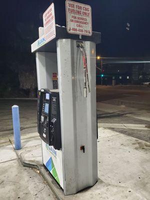 One of the pumps missing a hose.