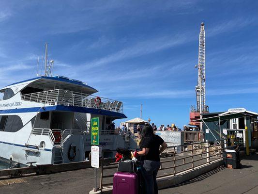 Maui-Lana'i passenger ferry in front of their booth