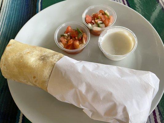 Armando burrito (potato, egg, cheese, beans)