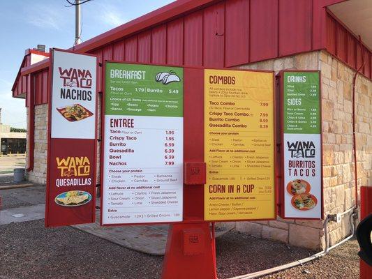 Drive-thru menu