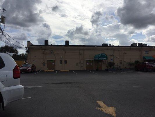 Parking lot behind store