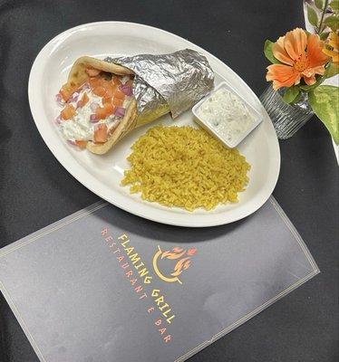 Gyro Sandwich with rice