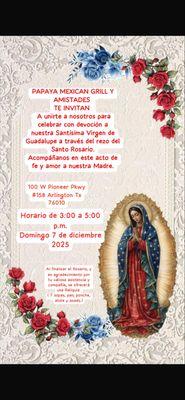 Hoy rosario ala virgen de Guadalupe de 3 a 5
