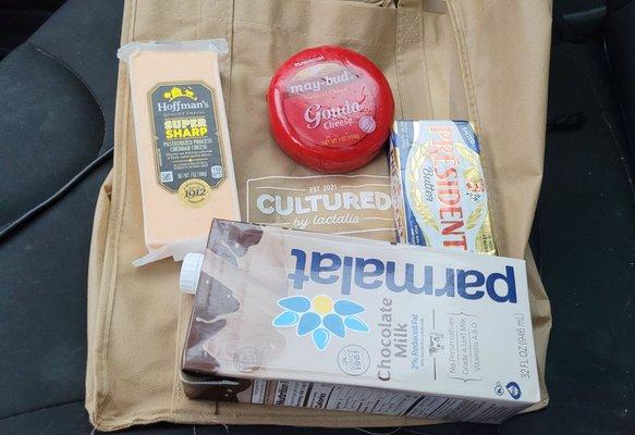 Some of the products for sale at the Lactalis cheese factory.