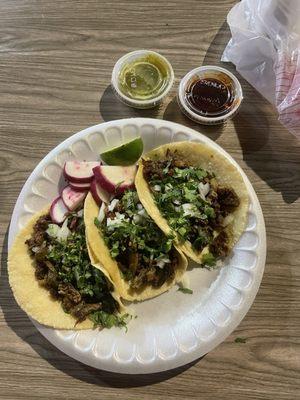 carne asada combo three taco plate