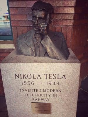 Rahway, where Nikola Tesla invented modern electricity. You can find this monument at the Rahway train station.