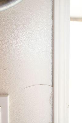 Inside the garage, the drywwall was torn.