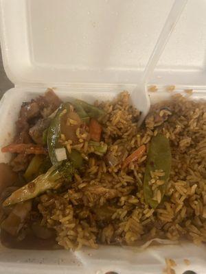 Chicken in Chicken and Garlic Sauce Combination Platter