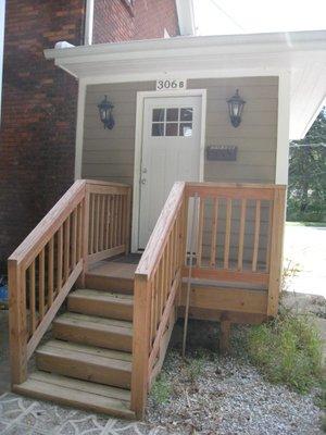 Private rear entrance and mail box.