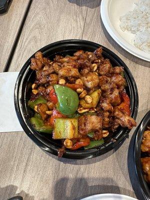 Kung pao chicken (asked to remove the celery) - comes with a side of white rice