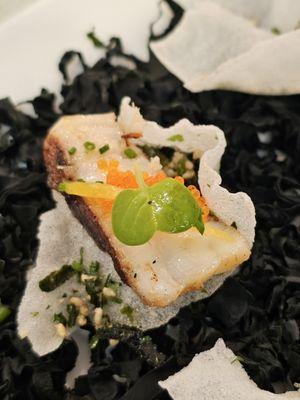 Miso seabass on crispy rice