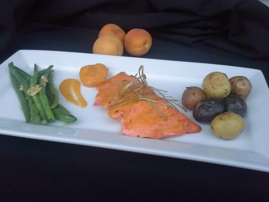 Copper River Salmon with an Apricot glaze.